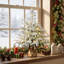 Sapin de Noël artificiel vert givré de 60 cm (2 pi) préilluminé avec 8 modes de lumières DEL et base de style rétro