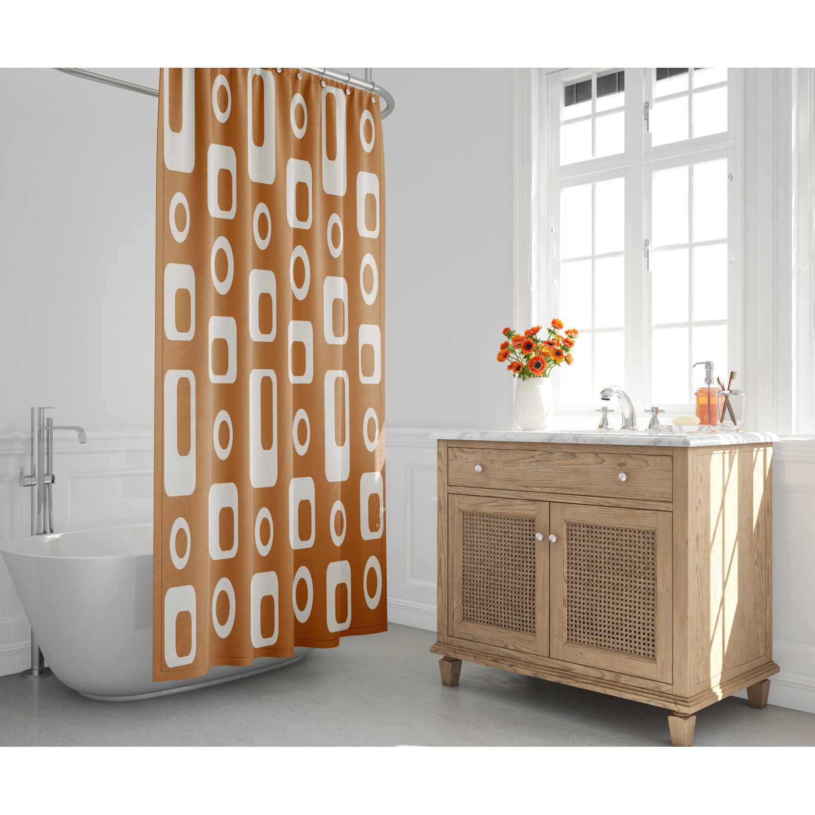 Mette Mid-Century Shower Curtain, Orange