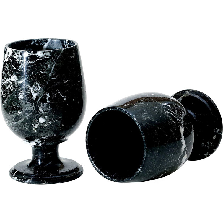 Handmade Glassware 2 Unique Black Wine Glasses Fused Black 