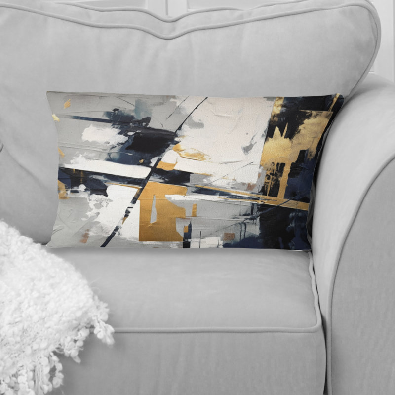 Coussin décoratif gris et doré Impressions Transcendent II - Abstract Shapes