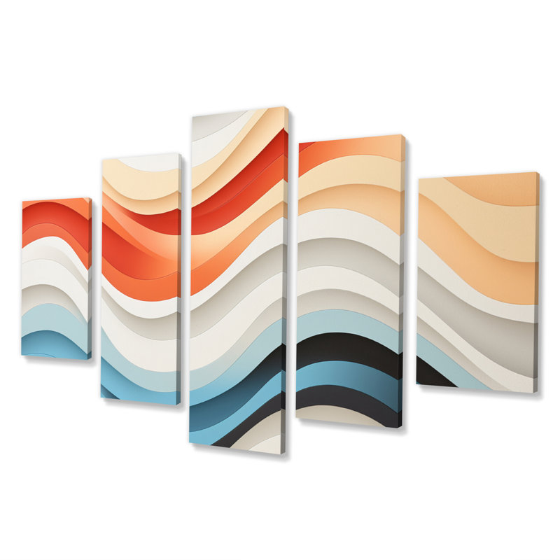 «Opt Art Line» Delirum II - impression sur toile moderne - 5 panneaux