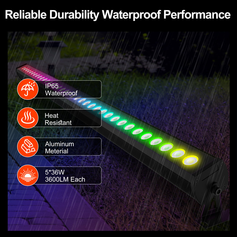 RGBCW Wall Washer Lights, 180W Stage Wash Light Bar Smart APP & Remote Control, Group, Memory,Timing, Music Sync Function, Colour Changing Linear Wash Light for Stage Birthday Party Wedding
