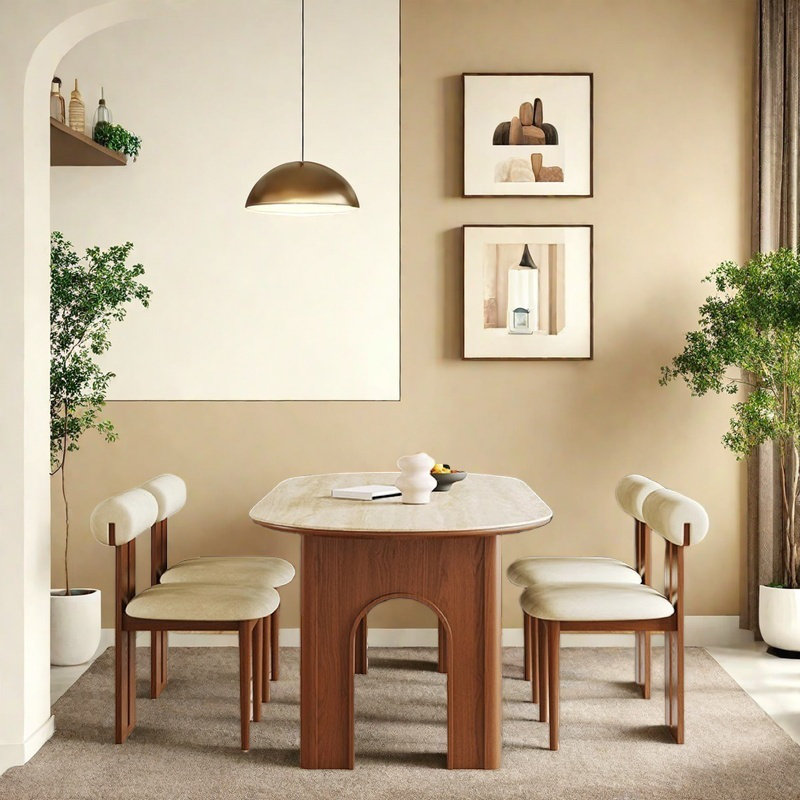 Ensemble de table de salle à manger robuste en dalle épaisse et en bois., H 29,53 po x L 62,99 po x l 31,5 po
