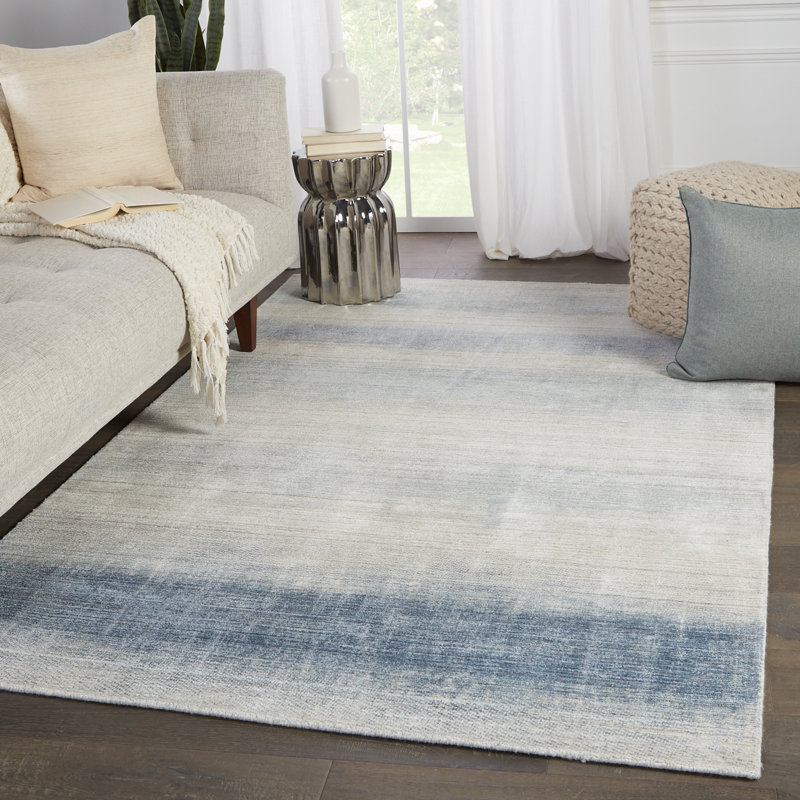 Serene Blue Ombre Hand-Loomed Wool & Viscose 6' x 9' Area Rug