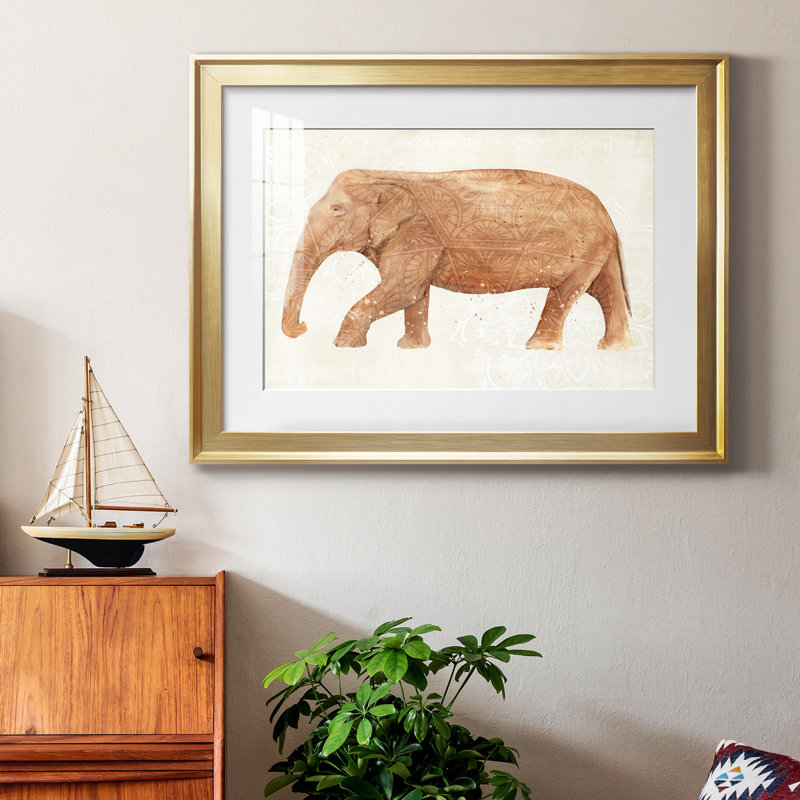 Éléphant sagesse II, reproduction encadrée de qualité supérieure - prête à être accrochée, H 30,5 po x l 42,5 po x P 1 po