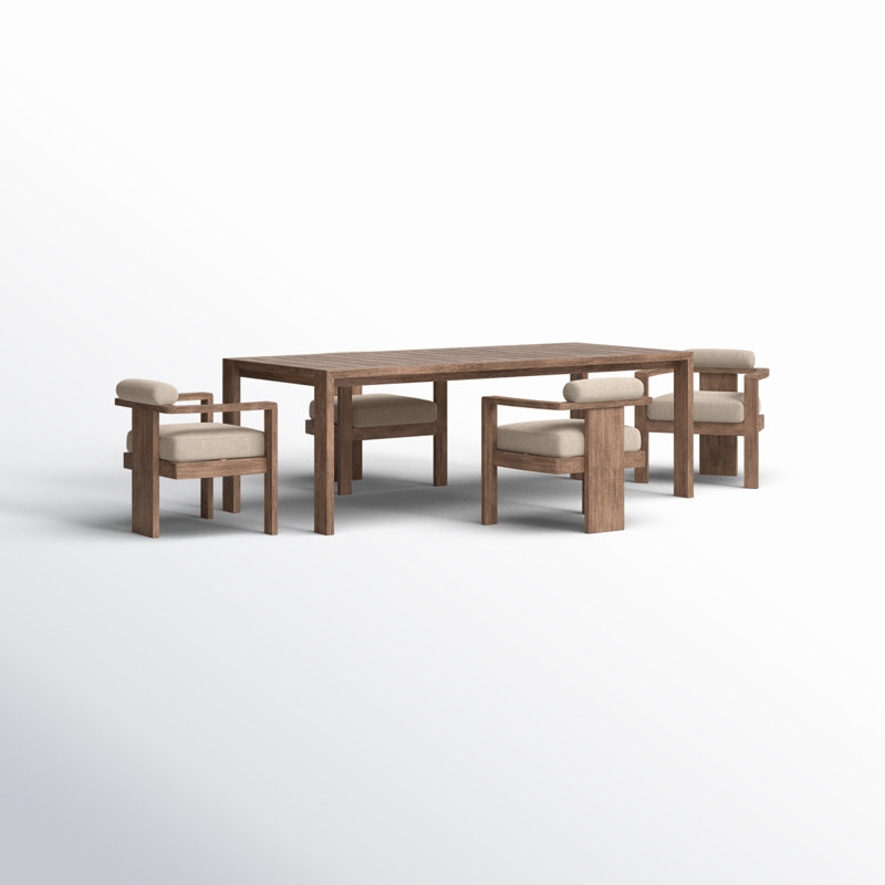 Caraker 82'' Rectangular 4 - Person Outdoor Dining Set with Cushions