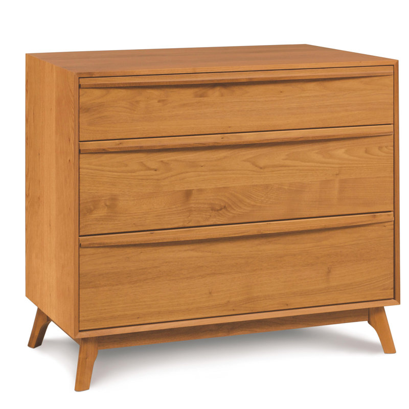 Catalina 3 - Drawer Solid Wood Dresser, Conventional, Natural Cherry