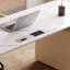 Bureau de luxe à plateau supérieur en marbre avec 3 tiroirs et un centre multi-prises pour un bureau à domicile efficace-1367488185