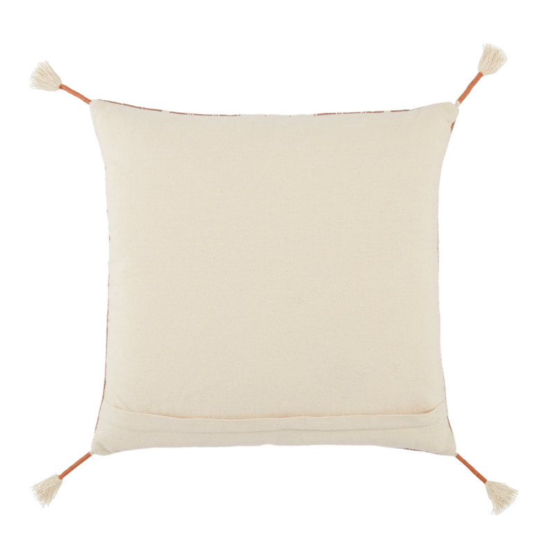 Ezri Tassels Cotton Reversible Throw Pillow, No Fill