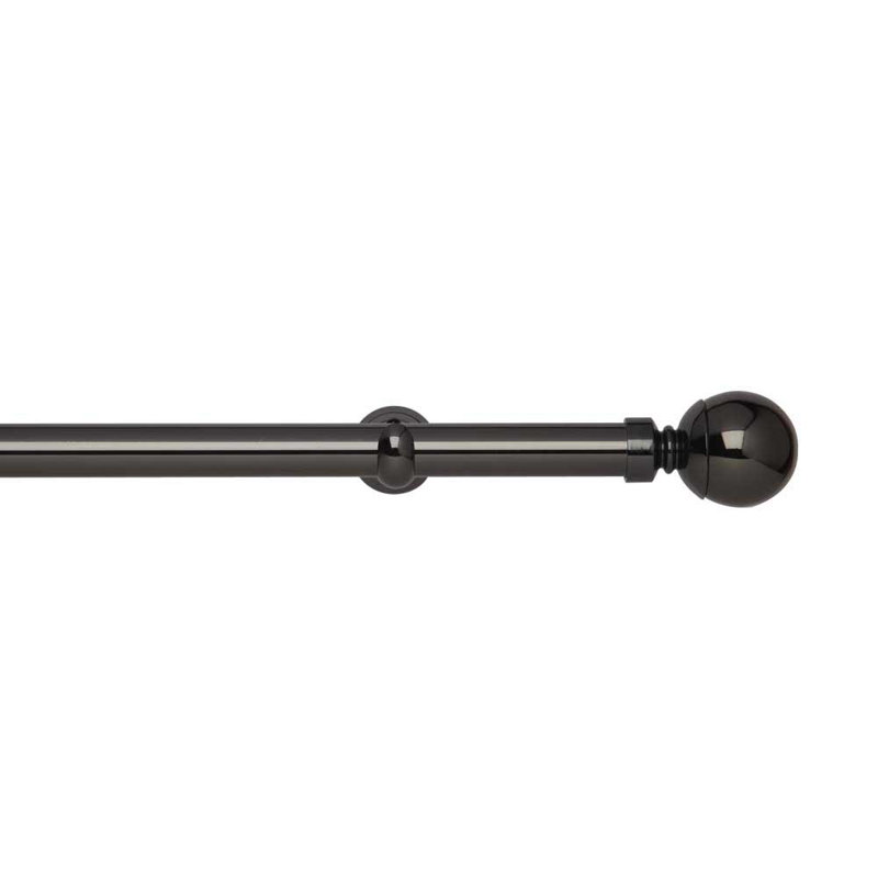 Zinc Alloy + Iron Single Curtain Pole, Black Nickel, 360cm W