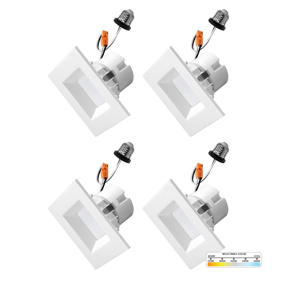4 in. LED Retrofit Square Remodel Can Light 11W 750LM Dimmable Ceiling Light 5CCT NUWATT 