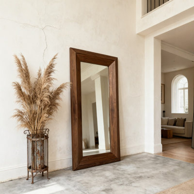 French-style retro solid wood full-length mirror and floor-standing mirror