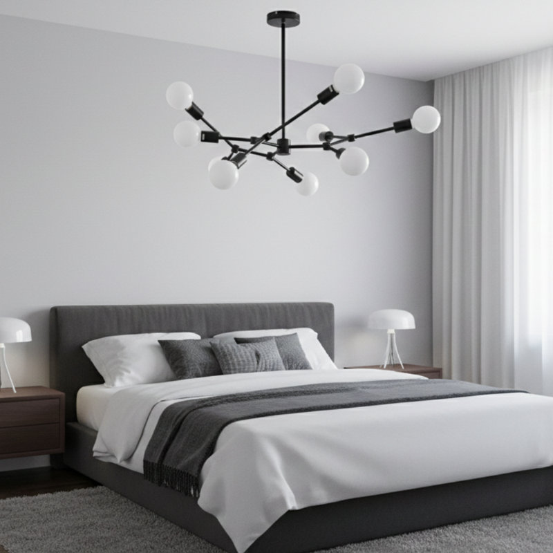 Lustre spoutnik linéaire moderne 9 lumières