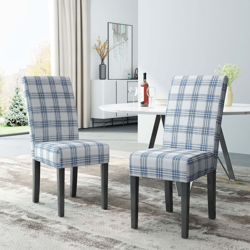 Chaise de salle à manger moderne, Bleu / Crème