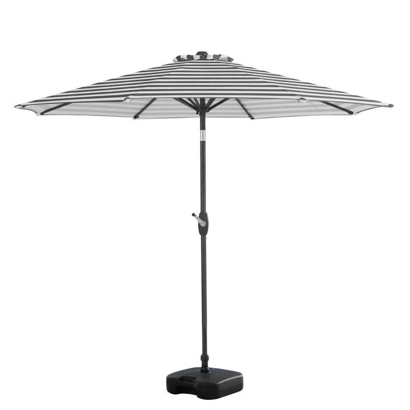 Parasol de marché 9 pi Pierpoint, Rayure grise