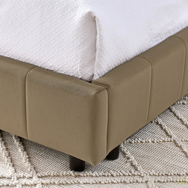 Structure de lit double capitonnée capitonnée, structure de canapé-lit avec dossier et accoudoirs confortables, lit double pour chambre à coucher, salon, velours (80,5 po x 59 po x 30,5 po)