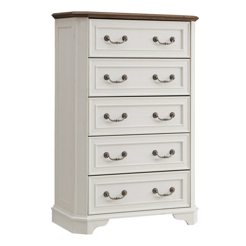 Theron 5-Drawer Manufactured Wood Tall Chest , Antique White