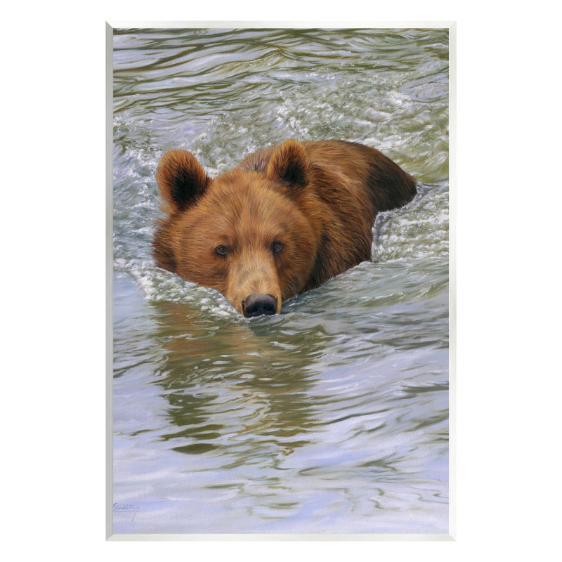 «Brown Bear Lake Water Splash», estampe numérique par Dave Stribble, H 15 po x l 10 po x P 0,5 po, Bois