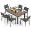 Ensemble repas 7 pièces avec 6 chaises empilables et grande table rectangulaire