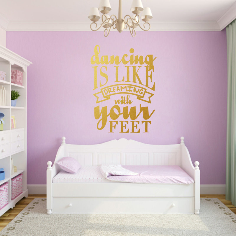 Text & Numbers Non-Wall Damaging Wall Decal, Gold