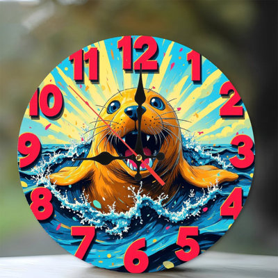 Horloge murale artistique avec sceau ludique