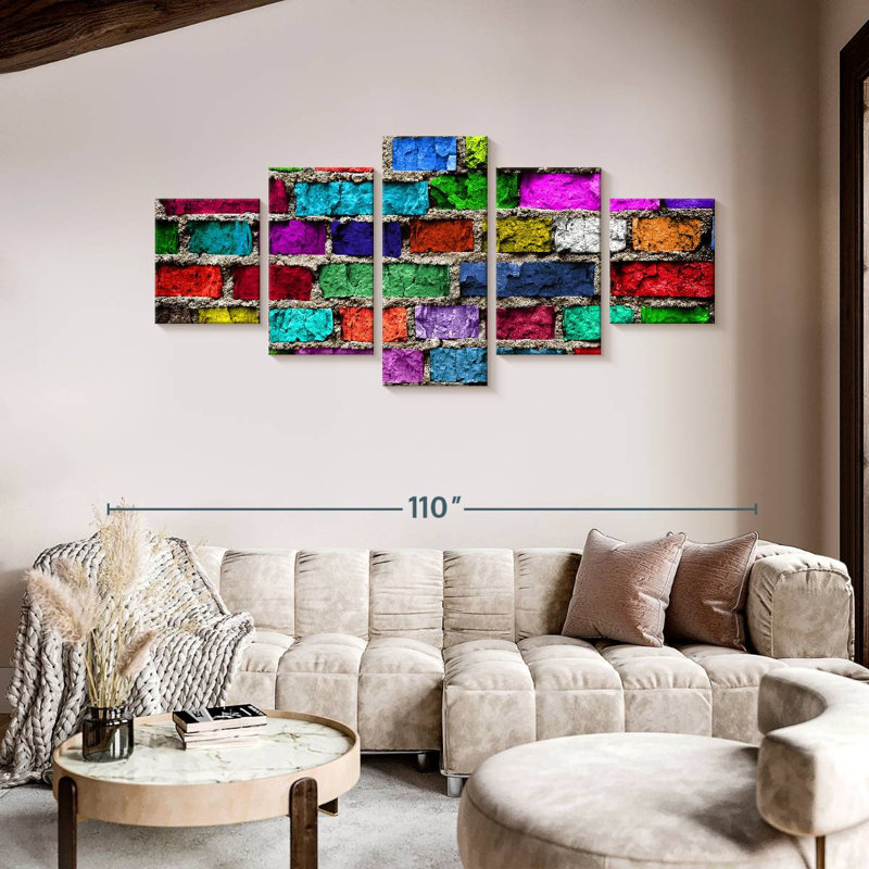 Rainbow Bricks, 42" H x 92" W