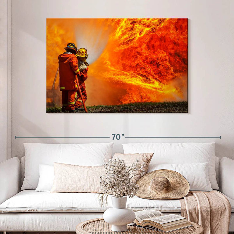 Lelar Blazing Fire Firefighters, 32" H x 48" W