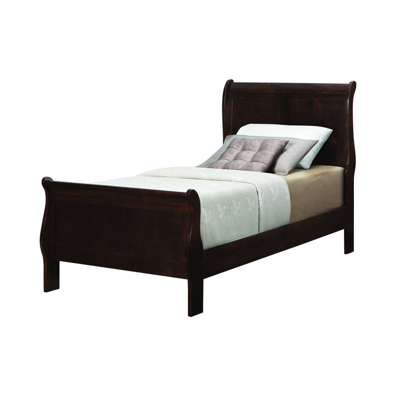 Millsaps Sleigh Bed, Cappuccino, Twin