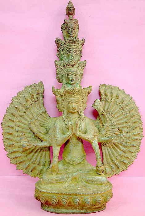Divinité bouddhiste tibétaine à onze têtes Avalokiteshvara