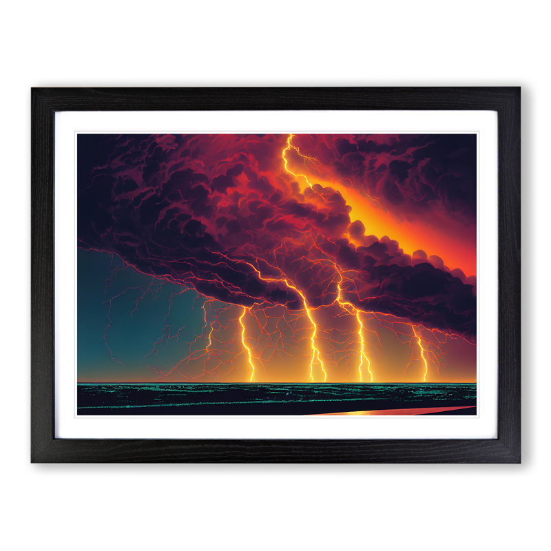 XH1022-6808X Passionate Thunderstorm - Picture Frame Print, 46cm H x 64cm W, Black