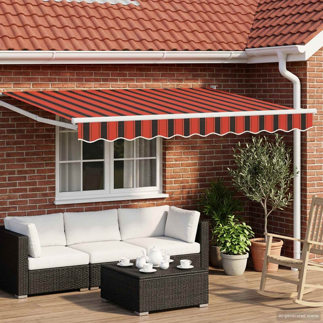 VidaXL 350cm W x 200cm D Polyester Cover Retractable Patio Awning