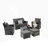 6 Piece Wicker Patio Furniture Sets with Ottoman and Tempered Glass Coffee Table-463673461
