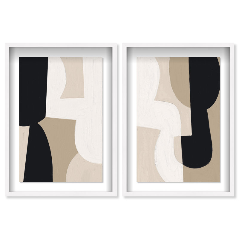 El Modernista Set Shadowbox Abstract Print by Oliver Gal, Black Frame, 10 x 15, 31.5"H x 46.5"W, White Shadowbox