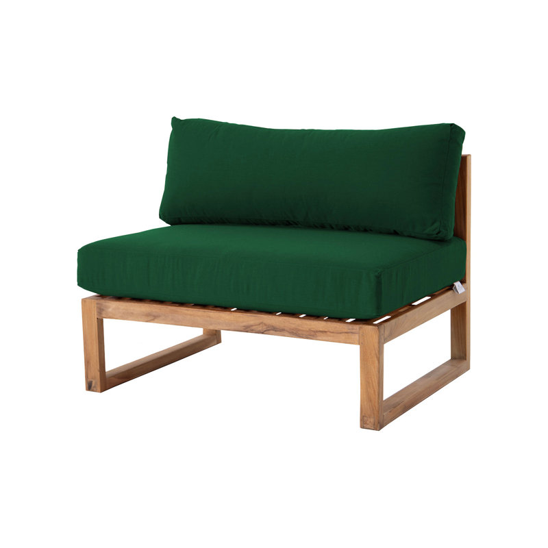 Fauteuil d'extérieur en teck Premer, Vert forêt