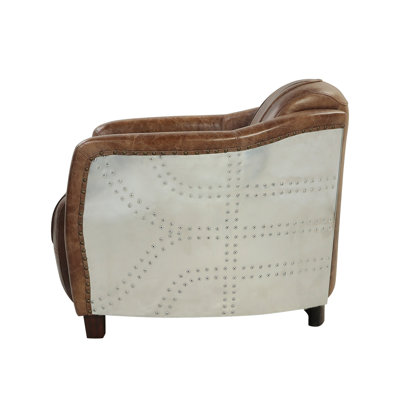 Brancaster Retro Brown Top Grain Leather& Aluminum Living Room Set