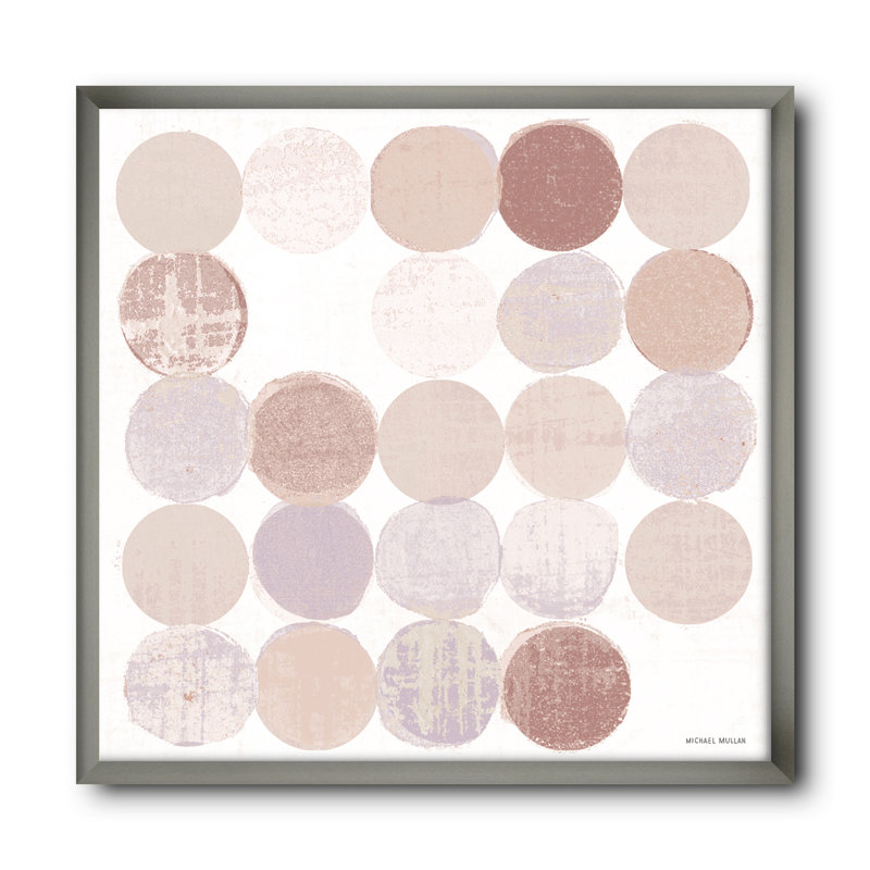 « shade of rose geometric points i »-reproduction d’image sur toile, H 30 po x l 30 po x P 1 po, Cadre argenté