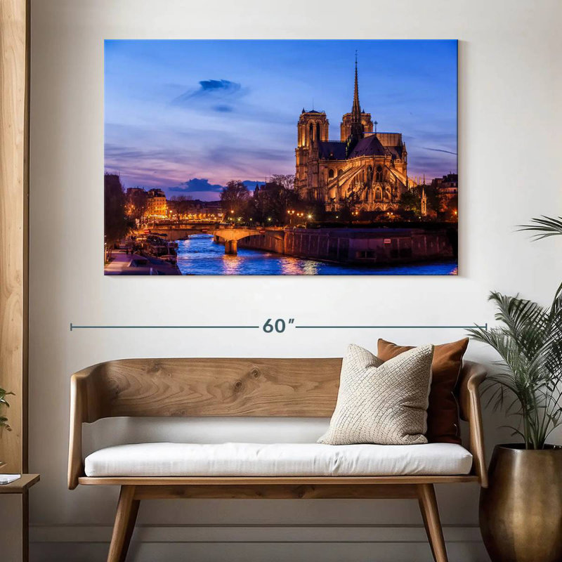 Kavia Notre Dame à Paris la nuit, H 34 po x l 51 po
