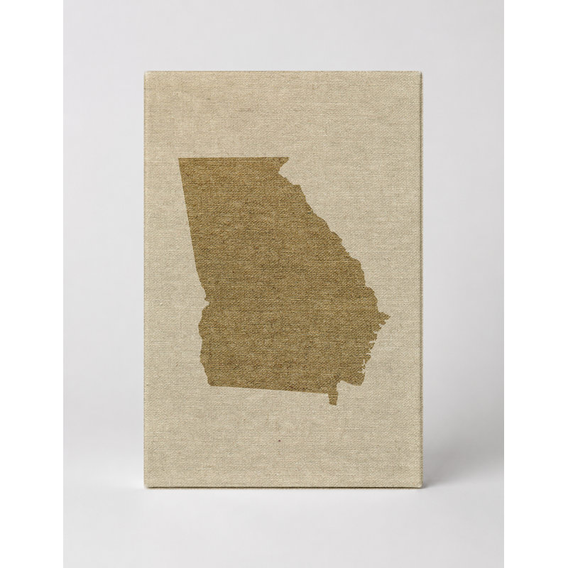 Georgia State Silhouette - Portrait, art mural sur toile, 12" W x 18" H
