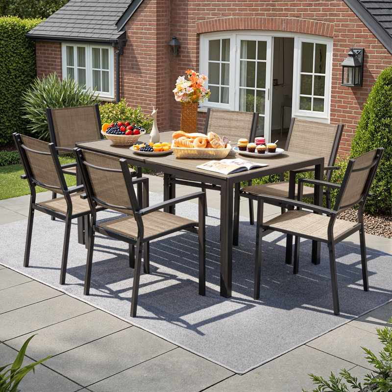 Theanna Rectangular 6 - Person 59.06'' Long Dining Set, Beige