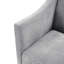 Chaise d'appoint moderne rembourrée, chenille grise, conception compacte en tonneau pour une utilisation polyvalente