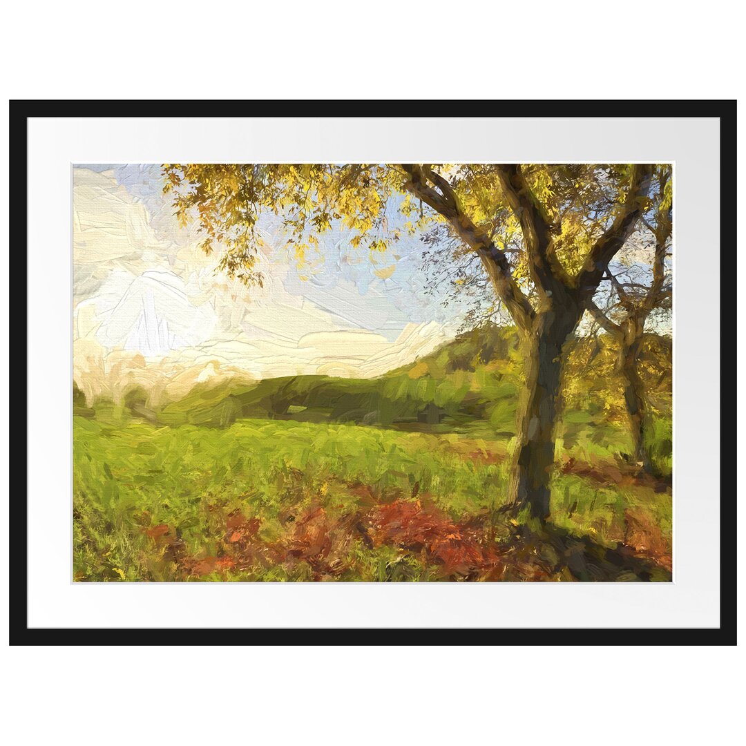 Gerahmtes Papierbild Landschaft im Herbst