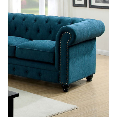 Causeuse contemporaine 1pc, canapé capitonné à boutons avec accoudoirs roulés, canapé de salon