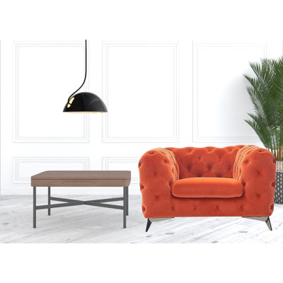 Fauteuil Chesterfield en velours touffeté l 50 po Jamy