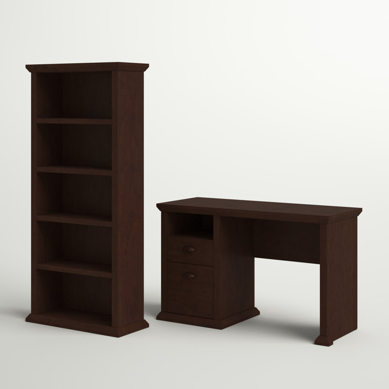 Huckins 2 Piece Computer Desk Office Set, Antique Cherry