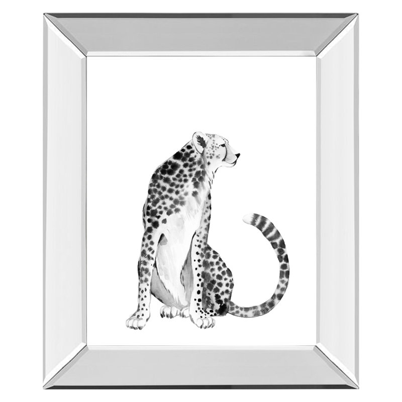 Art mural guépard chrome I - 22 po x 26 po - Cadre en miroir