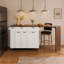 Îlot de cuisine de 102 po avec table de salle à manger et armoire de rangement pour déchets-405510484