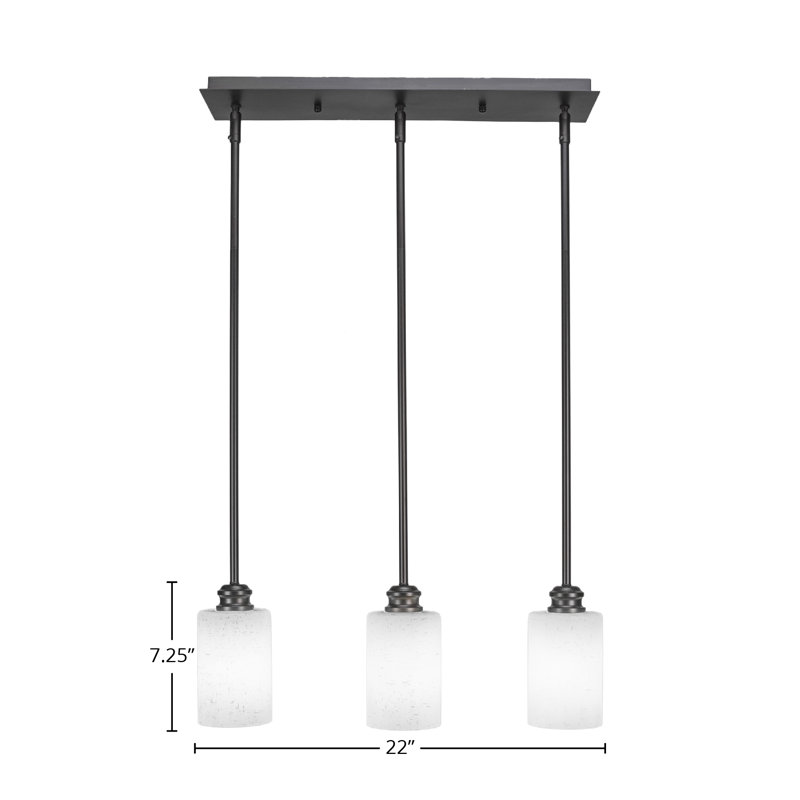 Edge 3 Light Stem Linear Pendalier, White