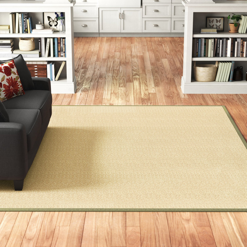 Tapis beige / vert en jute / sisal, Rectangle 8 pi x 10 pi