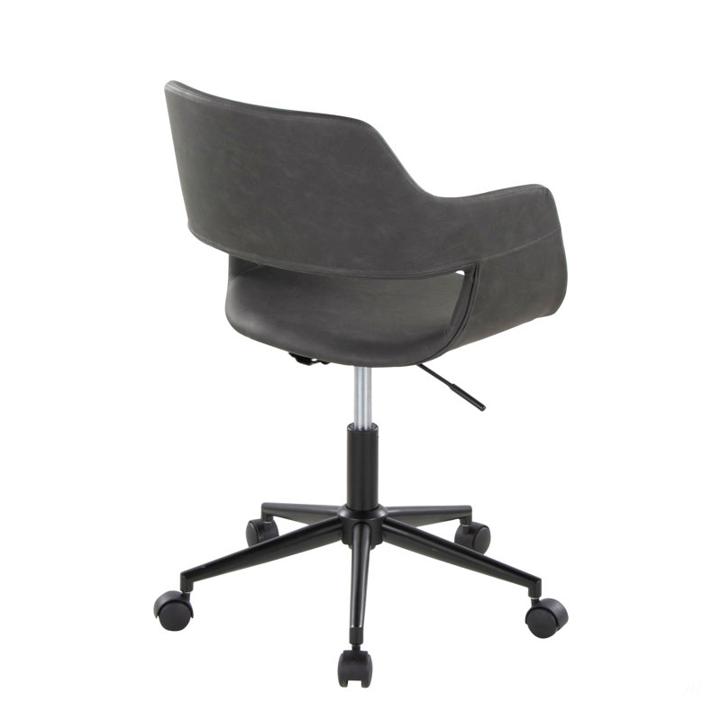 Contemporary Task Chair In Black Metal, Gray, Black