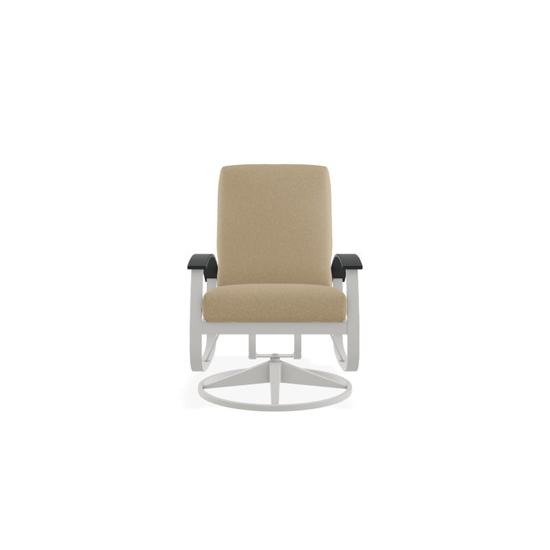 Belle Isle Outdoor Swivel Lounge Chair, Canvas Granite Sunbrella® Canvas, Classic Graphite P30, Textured Snow